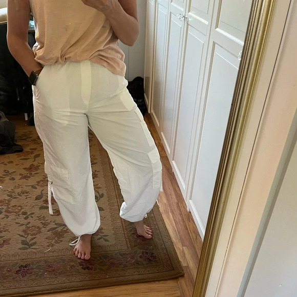 Zara Parachute cargo white pants  size small - Picture 2 of 16